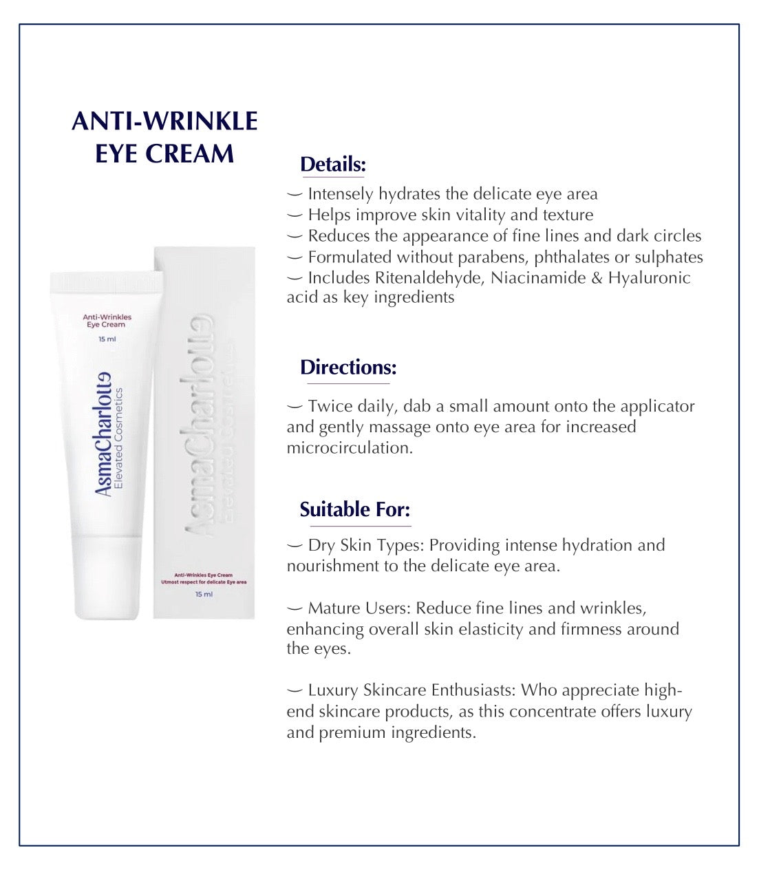 AsmaCharlotte Retinal Anti-Wrinkles Eye Cream
